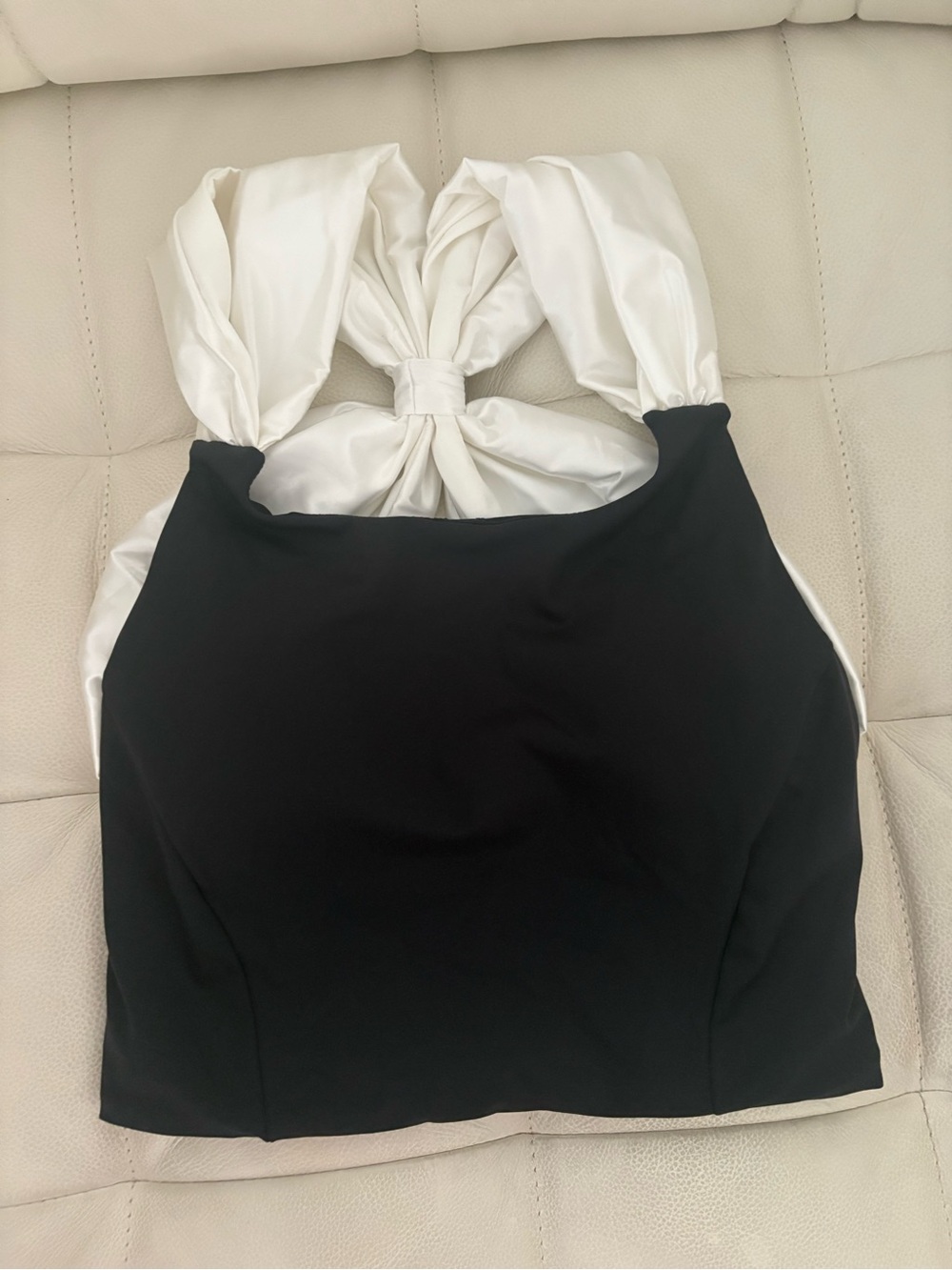 Black & White Tie-Back Halter Top